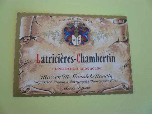 ancienne étiquette de vin Latricières Chambertin