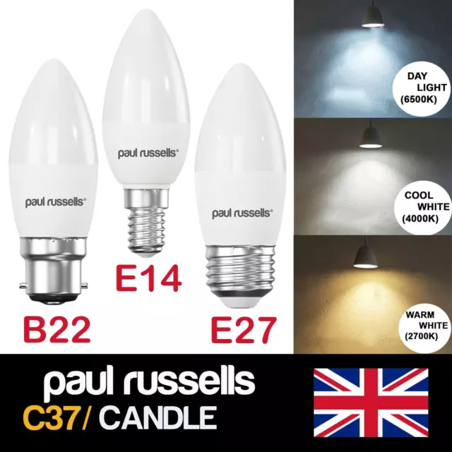 6/12 x E14 E27 B22 3W 5W 7W Warm/Day White SMD LED Candle Chandelier Light Bulb