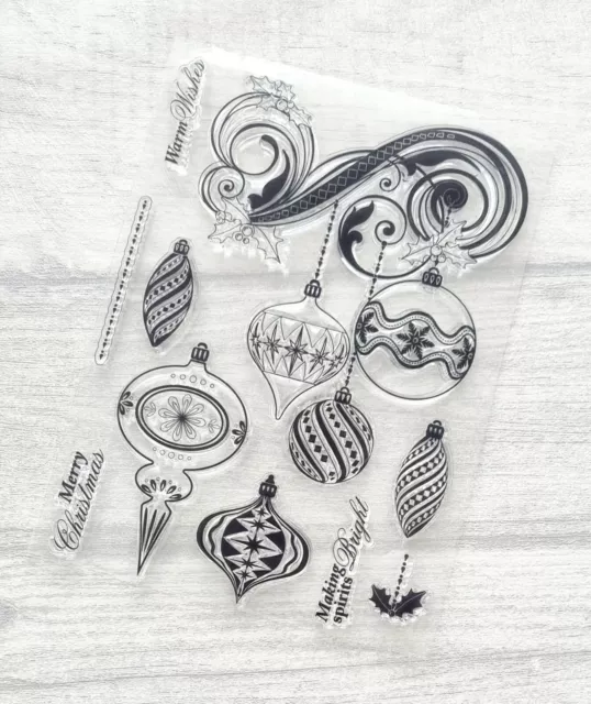 Christmas Ornaments Clear Stamps-10 Tree Baubles Transparent Stamp, Card Making
