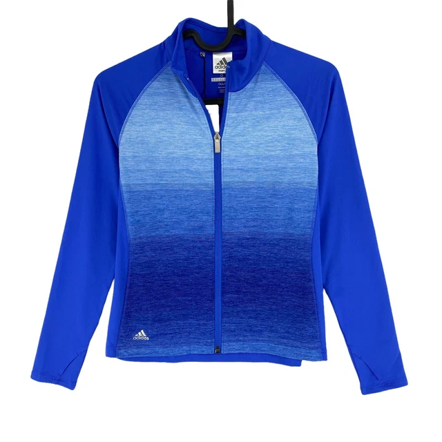 Adidas Golf Ragazzi Blu Cerniera Intera Strato Maglione Taglia 11 - 12 Anni