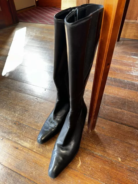 PRADA SIZE 8 Leather Boots With Kitten Heel Made In Italy Size 38.5 ...