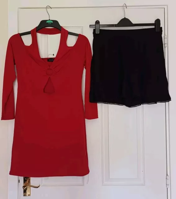 Ladies Size 12-14 Pretty Red Dress/Shorts Clothes Bundle Inc New Look