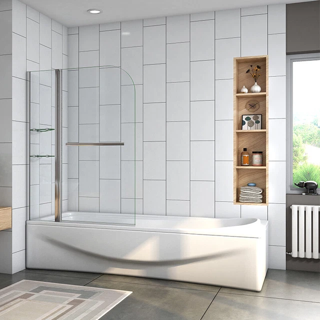 BATH SCREEN SHOWER Tempered Clear Glass Pivot Door Panel 1000 / 1200mm ...