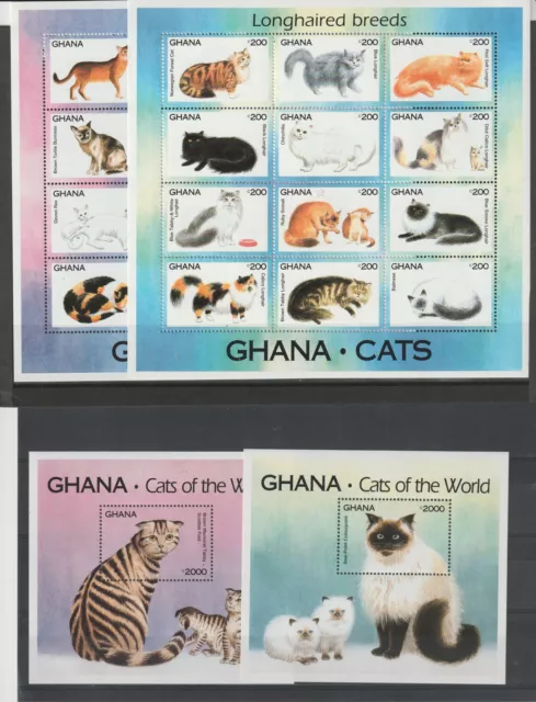 Ghana 1994 Fauna Katzen 1° Und 2° Serie + 2 Bf MNH MF94476