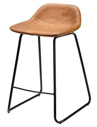 Cortesi Home Ava Counterstools in Saddle Brown faux Leather, 25" High,CH-CS62...