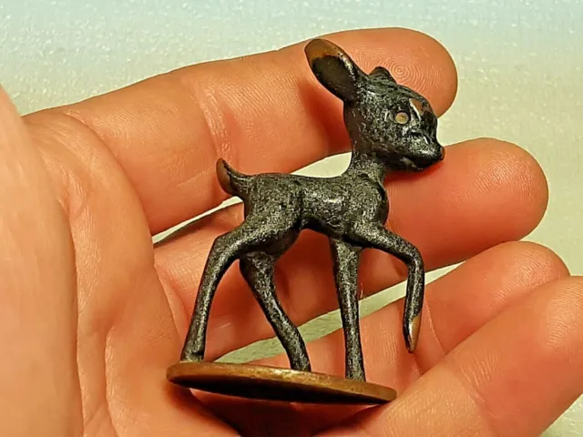 Rare Vtg  !!! Hakuli Israel Bronze Bambi Figura 50'S Signed