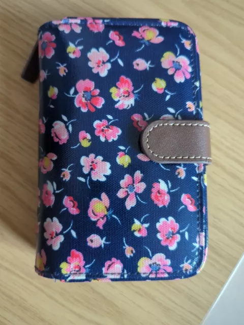 Cath Kidston Oilcloth Zipped Purse Wallet in Floral Navy