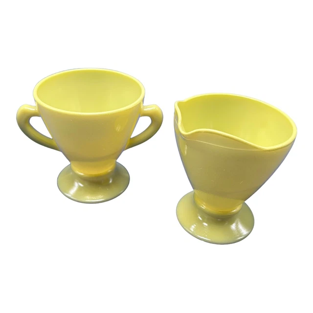 Vintage Hazel Atlas Yellow Milk Glass Cream & Sugar Set