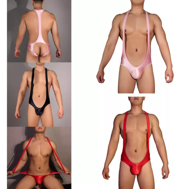 Sexy Mens Shiny Jockstrap Bodysuit One-piece Jumpsuit Thong Underwear Tank Top