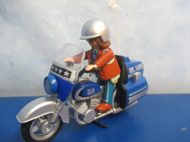 Papa auf seiner blauen Harley Motorrad  Racing Figur  Playmobil 3901