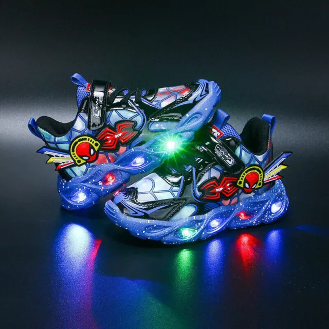 UK Spiderman LED Trainers Shoes Flashing Light Up Sneakers Children Kids Gift