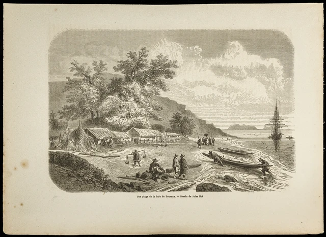 Gravure de 1860 - Une plage de la baie de Tourane (Da Nang, Viêt Nam)