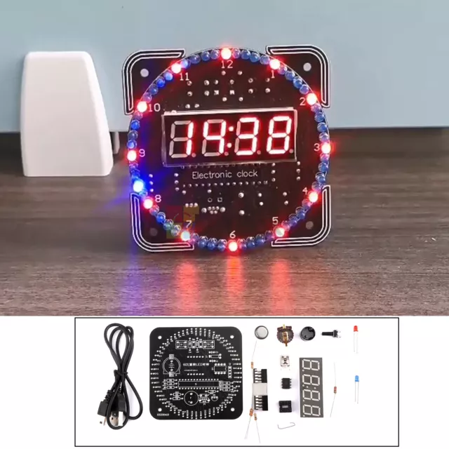DS1302 DIY Rotating Digital LED Display Module Alarm Electronic Clock Kit Board