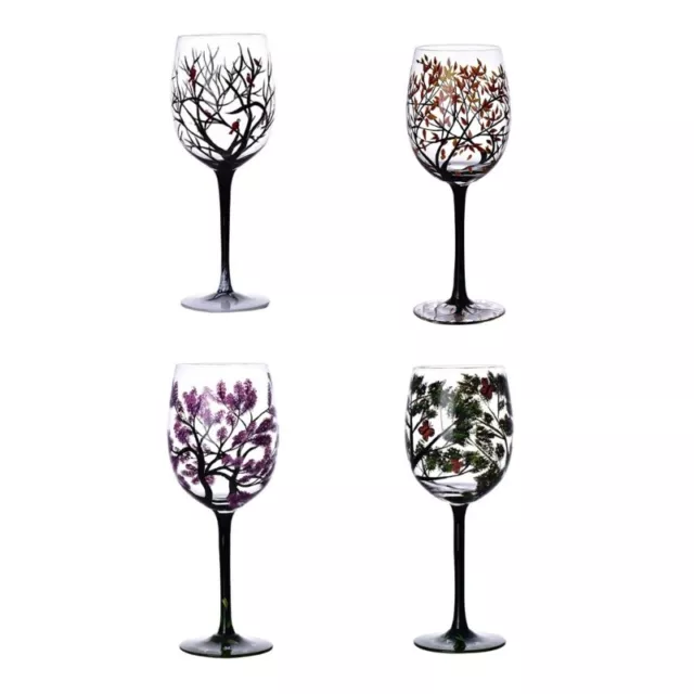 Four Seasons Tree Wine Glasses Unique Hand Painted Wine Glass Easy to Use