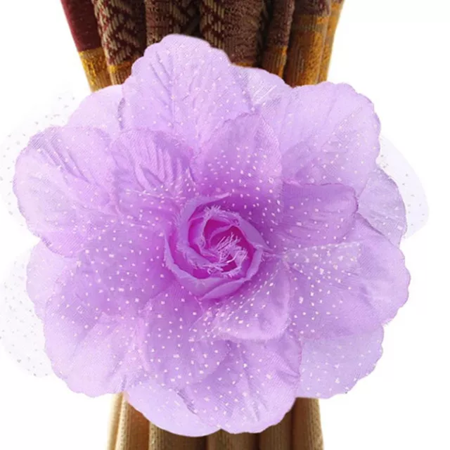 Beautiful Rose Flower Tie Holdbacks/Backs For Voile Net Curtain Panel YI