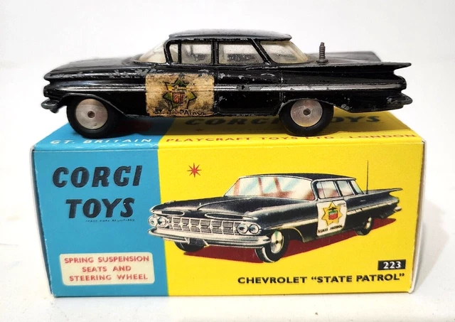 Vintage Corgi Toys Chevrolet State Patrol Boxed no.223. Box Poor A/F | UK