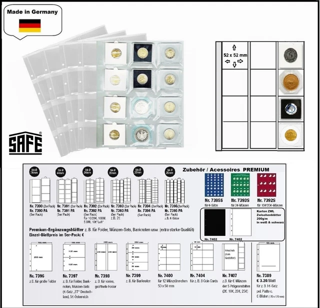 Label Coin Panel COIN CASES COIN Frame-12x-50x50mm-SAFE-7400 PREMIUM Supplement Sheets 1 ...