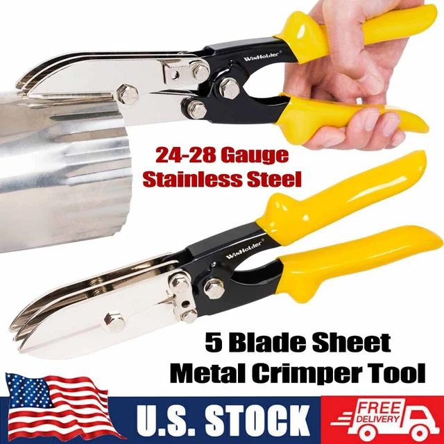 5-Blade Sheet Metal Crimper Hand Crimp Tool 24 - 28 Gauge Stainless Steel