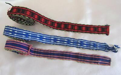 19C. Antique Balkan Set Of 3 Folk Art Traditional Costume Belts Handmade
