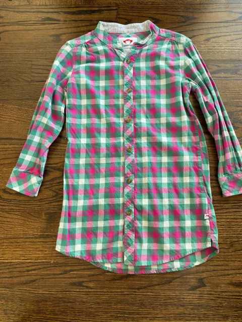 Appaman Girls Plaid Flannel Dress Tunic Pink Green Size 8