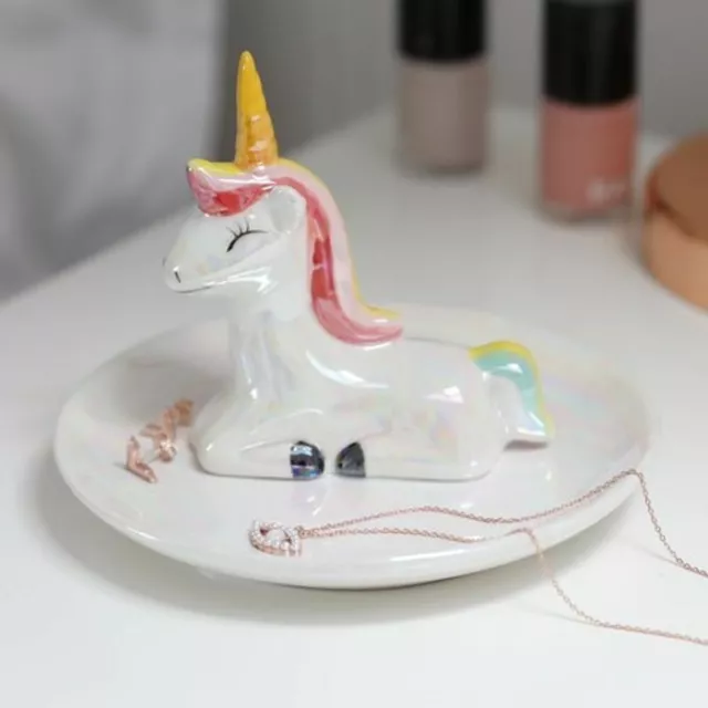 Ceramic Unicorn Trinket Dish Ring Necklace Jewellery Key Holder Present Gift