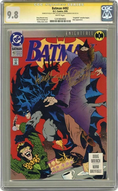 BATMAN 492 CGC 9.8 SS 1ST Printing signed Doug Moench Kelly Jones Knightfall DC