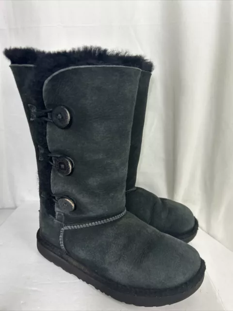 UGG Boots Kids 3 Black Bailey Button Triplet II Australia 1017405K Girls