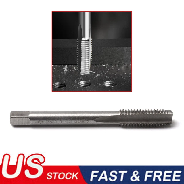 1PC M8*1.25mm HSS Metric Left Hand Thread Plug Tap Machine Taper Drill Bits Tool
