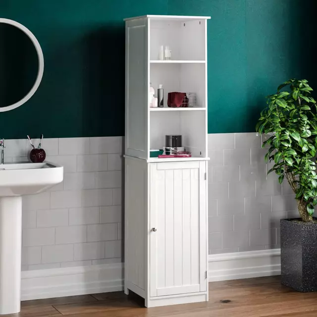 Home Discount Priano Mobile da Bagno Armadio da Pavimento Tallboy unità, Bianco