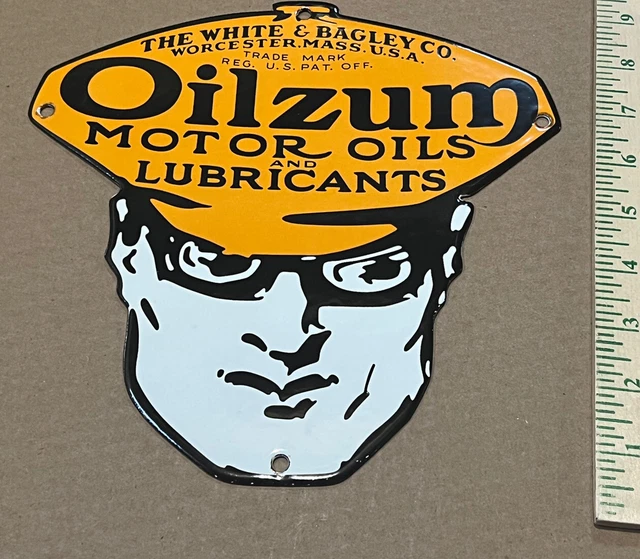 VINTAGE STYLE OILZUM Motor Oils Lubricants Service Diecut Porcelain