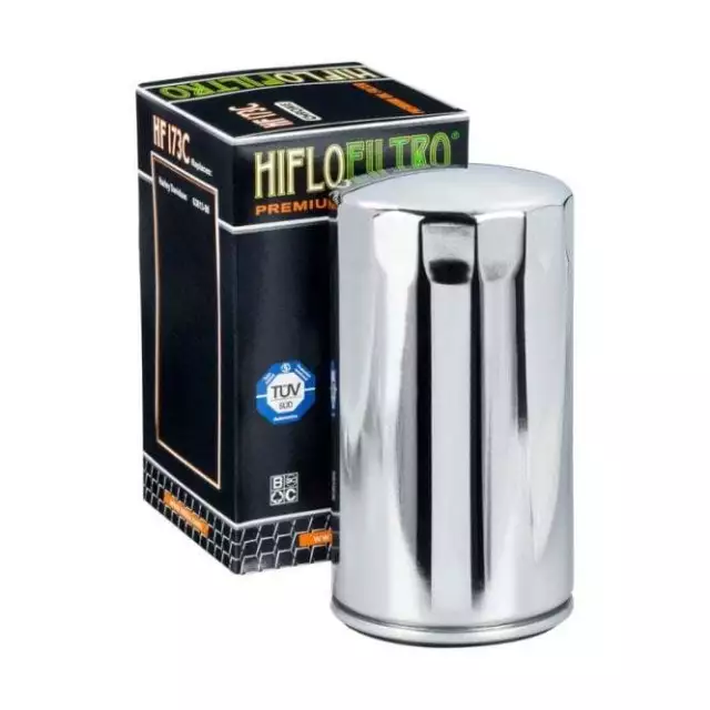 HiFlo HF173C Chrome Motorcycle Oil Filter (Harley Davidson FXD/FXD8/FXDL/FXDS)