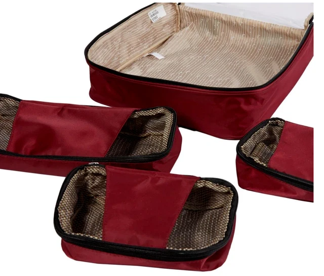 Samantha Brown Slim Line Packing Cubes 4-Piece Set - Burgundy