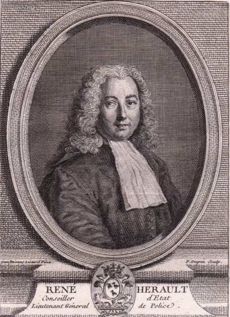 Portrait XVIIIe René Herault Seigneur Fontaine-l'Abbé Conseiller Etat Magistrat