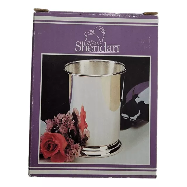 Sheridan Mint Julep 11 0z Beverage Tumbler Silverplate W/Box Set Of 2