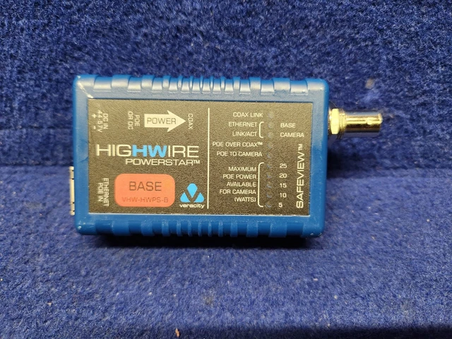 Veracity VHW-HWPS-B HIGHWIRE Powerstar Ethernet & PoE over coax BASE unit
