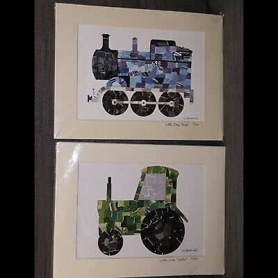 Edición limitada Gabrielle MacDonald Collage impresiones artísticas tren y tractor habitación infantil