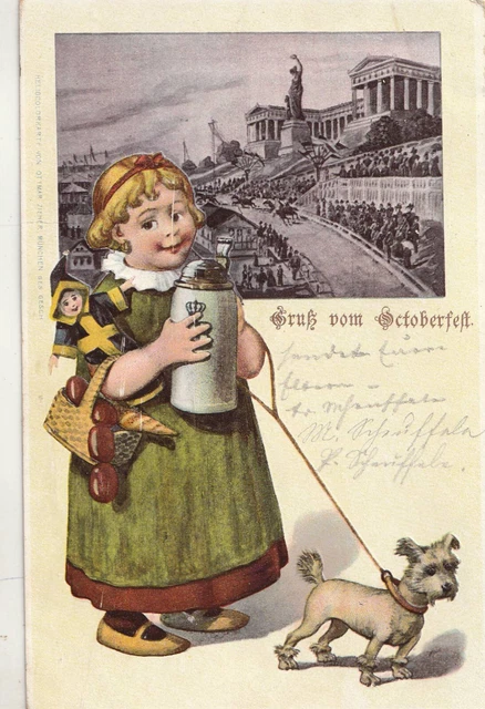 München. Gruß vom Oktoberfest. 1901. Prägedruck. Mit Münchner Kindl.