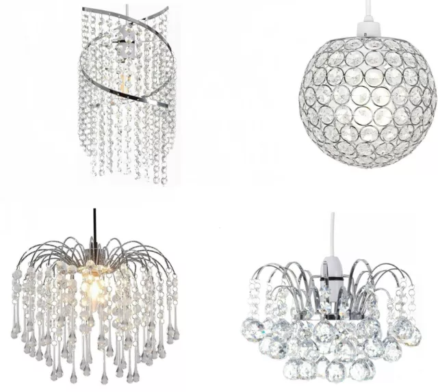 Modern Ceiling Pendant Light Lamp Shade Chandelier Acrylic & Crystal Drop Shades