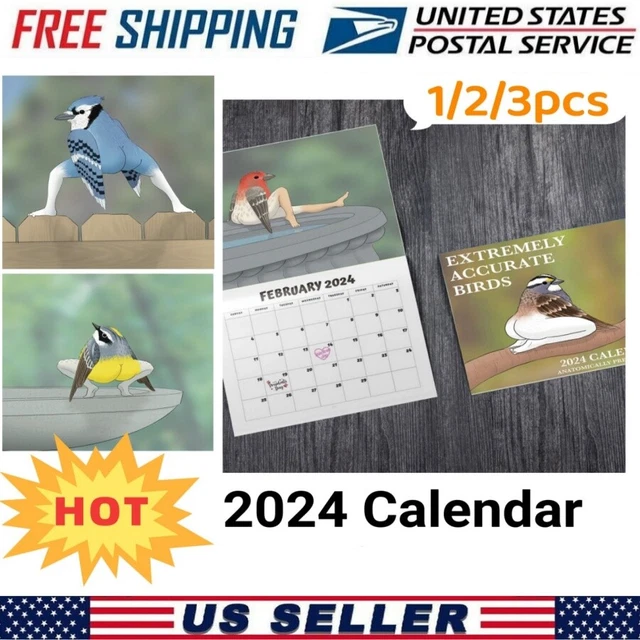 FUNNY 2024 NEW CALENDAR OF EXTREMELY ACCURATE BI Bird Calendar Wall