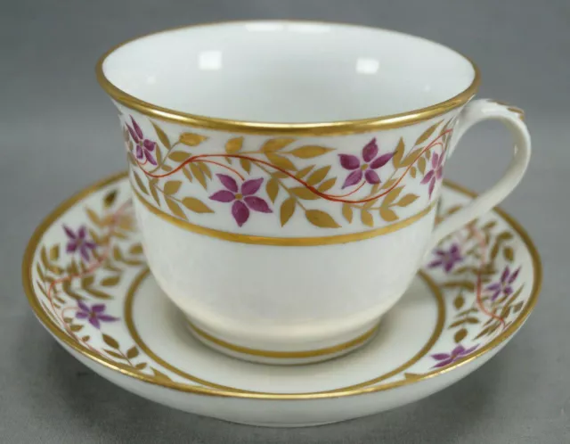 Locre La Courtille Paris Purple Red Gold Floral Breakfast Cup & Saucer 1773-1824