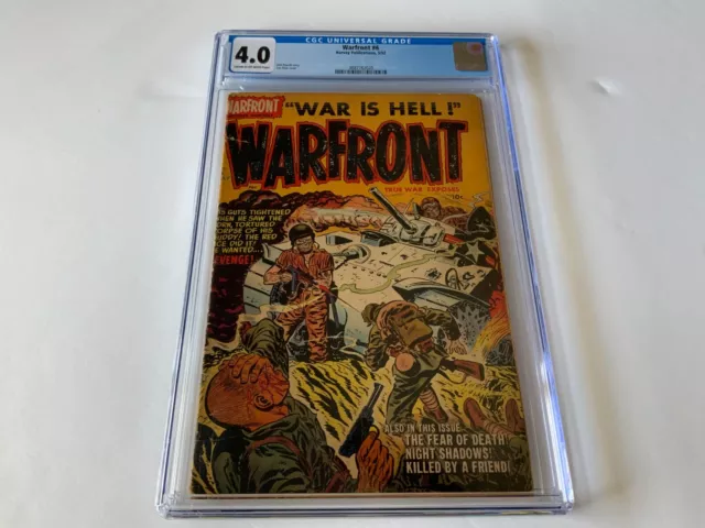 Warfront 6 Cgc 4.0 Pre Code Red Lice Bloody Head Gutshot War Harvey Comic 1952