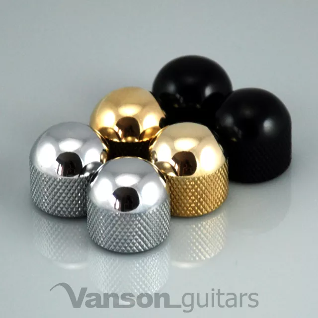 2 x NEW Vanson Domed Knobs for 'TL' guitar, Push-On, Chrome, Black or Gold VP001