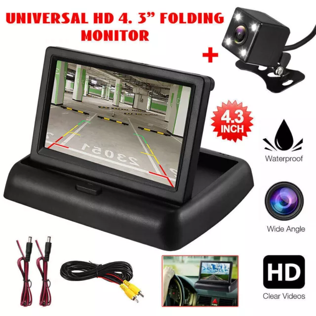 Car Rear View Reversing Camera Kit HD Monitor Parking Night Vision Van Bus Truck