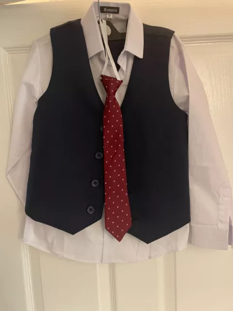 Boys Kids Child 3 Piece 4 Suit Romario Trousers Waistcoat Shirt Tie Worn Once