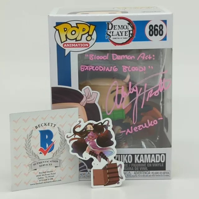 Funko Pop Demon Slayer Nezuko #868 Signed Ashley Abbot Beckett Mint w/ Protector