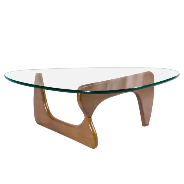 Modern Glass Coffee Table 20mm Thick Table Top Wood Metal Frame For Living Room