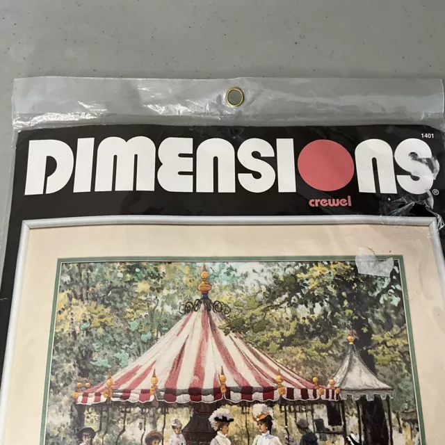 Dimensions Crewel Kit Summer Carousel 1401 Vtg 1992 Victorian Park Alan Maley 2