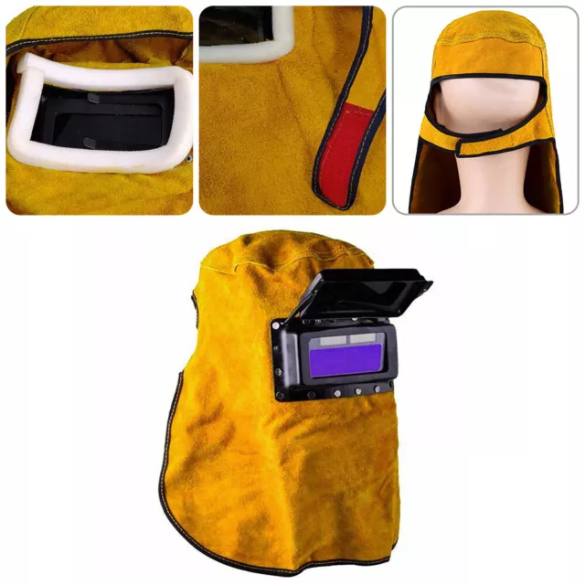 Portable Leather Hood Welding Helmet Mask Solar Darkening Filter Lens Welder New