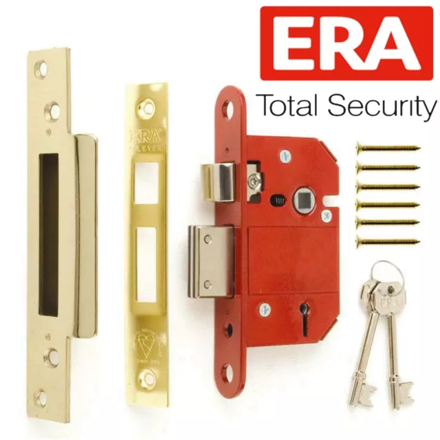 HIGH SECURITY ERA 5 LEVER MORTICE 2.5" SASHLOCK BS Brass Front Door Latch Bolt