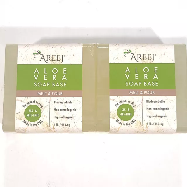 Base de jabón de aloe vera Areej, verde pálido 2 libras